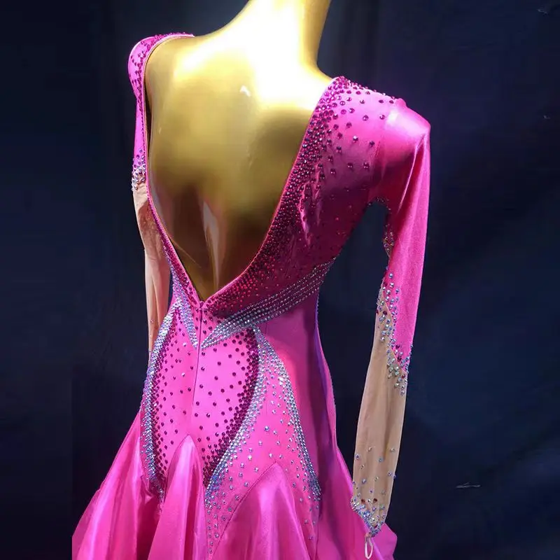 Vestido de baile moderno hecho a medida, danza internacional, vals, Swing, imitación de diamante, disfraz de actuación de competición para fiesta