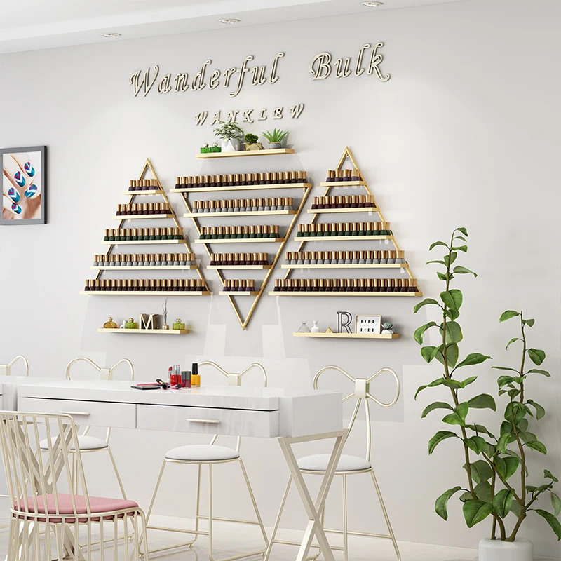 

Light luxury manicure wall rack triangular storage rack polish glue display multi-layer nail polish