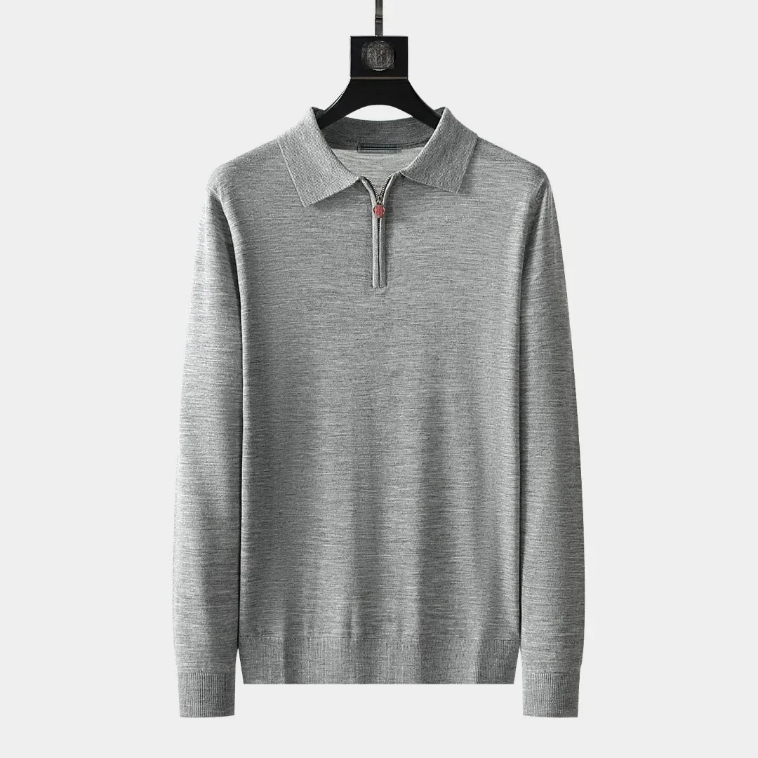 BILLIONAIRE SIJITONGDA 2025 heren boutique herfst en winter nieuwe wol gebreide revers casual lange mouwen poloshirt M-XXL