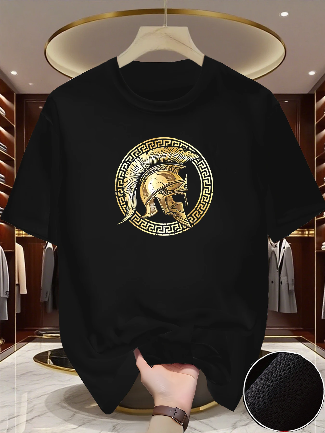 High end short sleeved T-shirt Men's fashion brand Helmet print Spring/Summer new breathable casual Round neck Top Lightweight