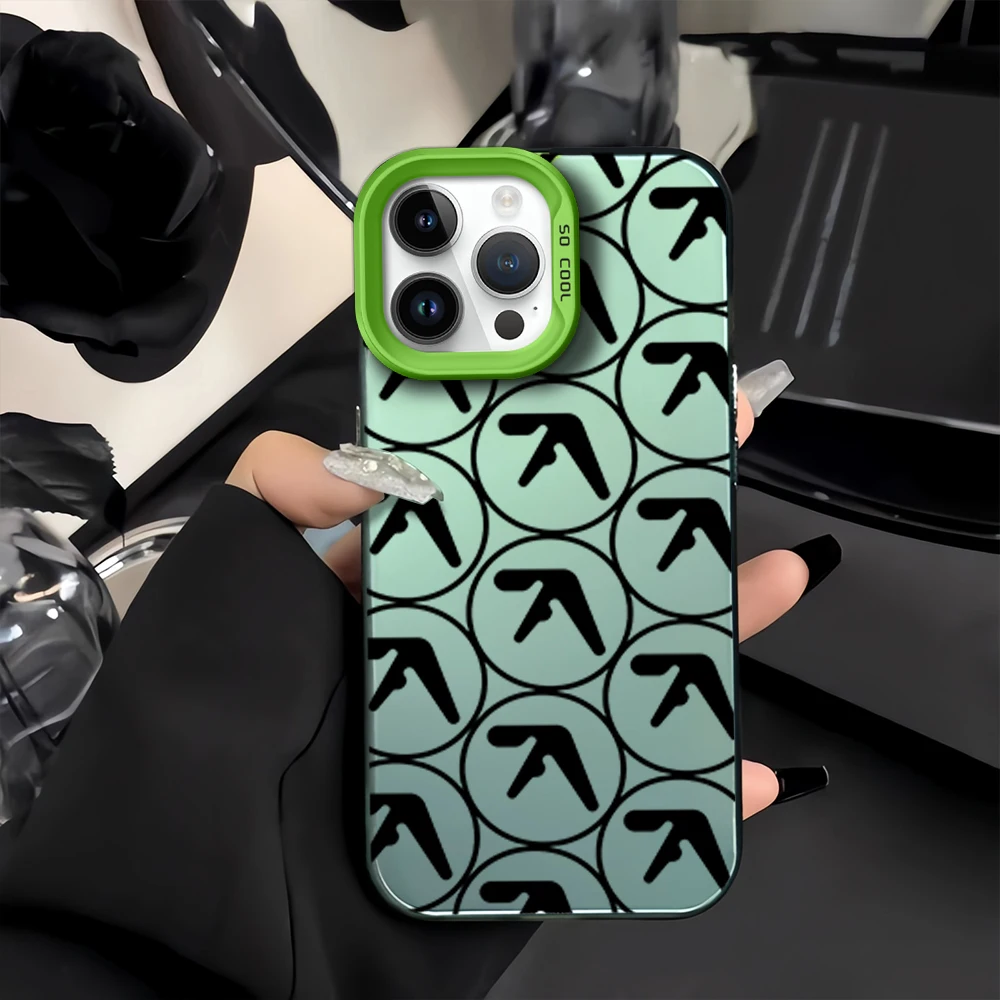 Funda Aphex Twins Symbol Logo Handyhülle für iPhone 16 12 13 14 15 Pro Max Plus Objektiv Kreis IMD Laser Shell