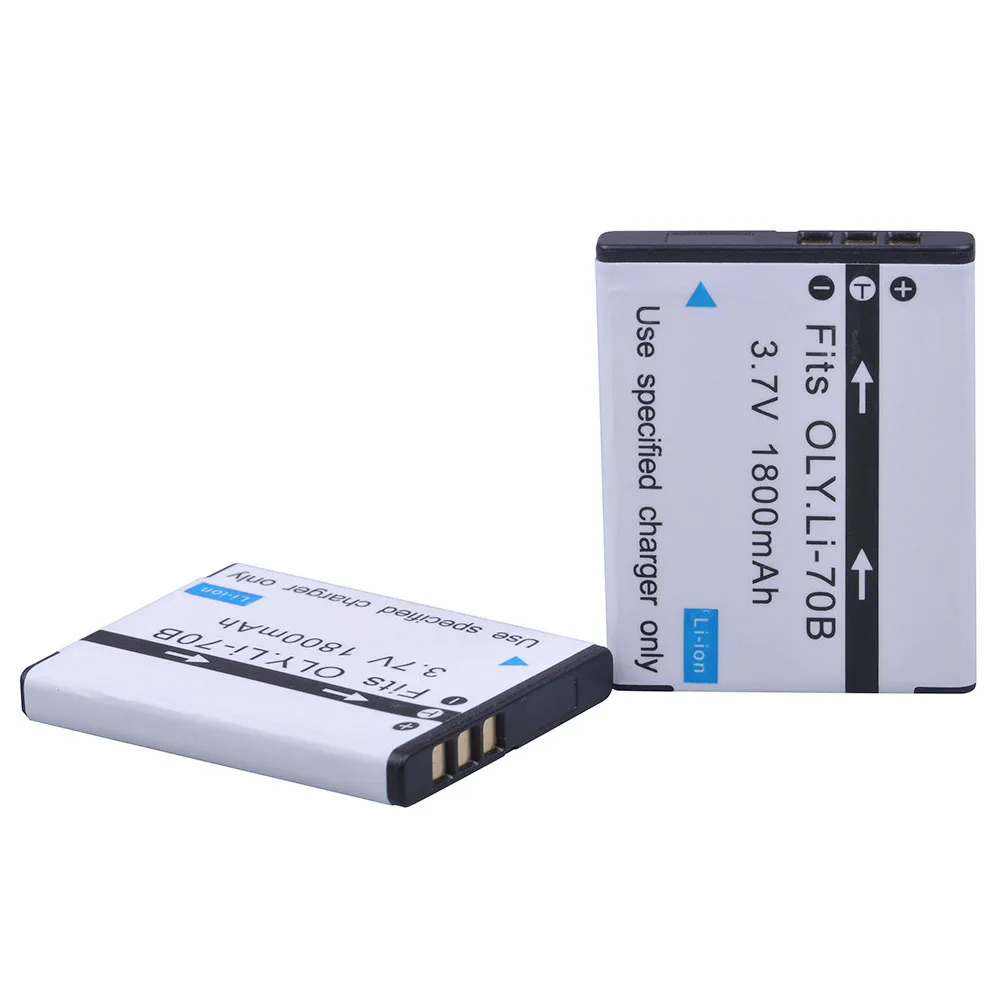 2Pcs 3.7V 1800mAh Li-70B Li 70B Camera Battery for Olympus VG-110, VG-120, VG-130, VG-140, VG-160, FE4020 Digital Camera