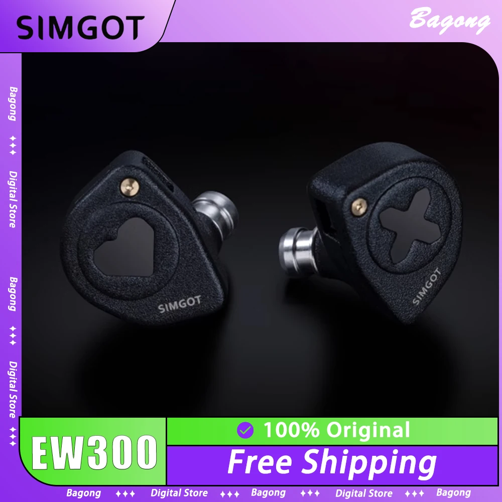 SIMGOT EW300 In-Ear Wired Earphone HIFI 1DD+1Planar+1PZT Hybrid Driver Monitor Earphone Custom with Detachable Nozzles Cables