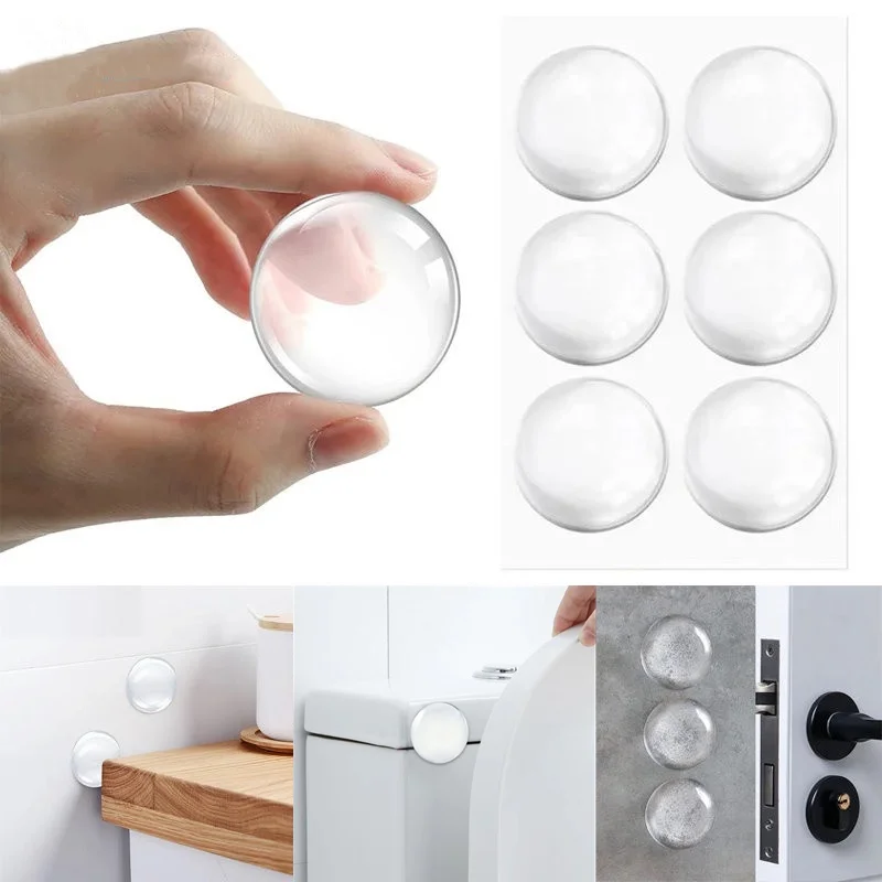 Butées de porte en silicone auto-adhésives rondes transparentes, protecteurs muraux anti-collision pour la maison, tampons anti-collision, meubles,