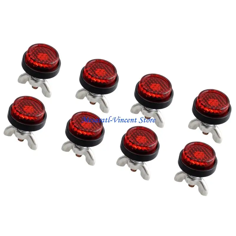 A70F Motorcycle License Plate Reflective Mounting Bolts 4/8Pcs Set Corrosion Resistant Fasteners Secure Red Reflector
