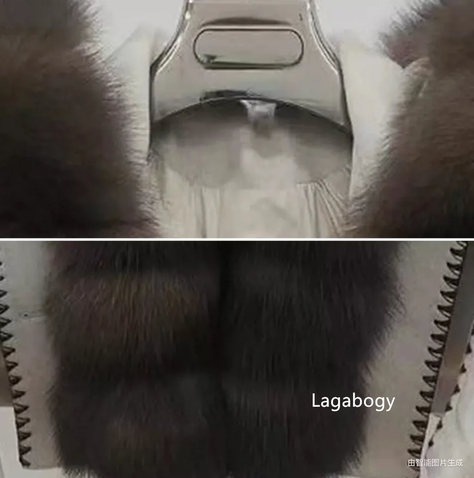 Lagabogy Luxury Real Fur Duck Down Clothes Overszie Women Wool Blend Puffer Jacket With Real Fox Fur Collar New Winter Warm Coat