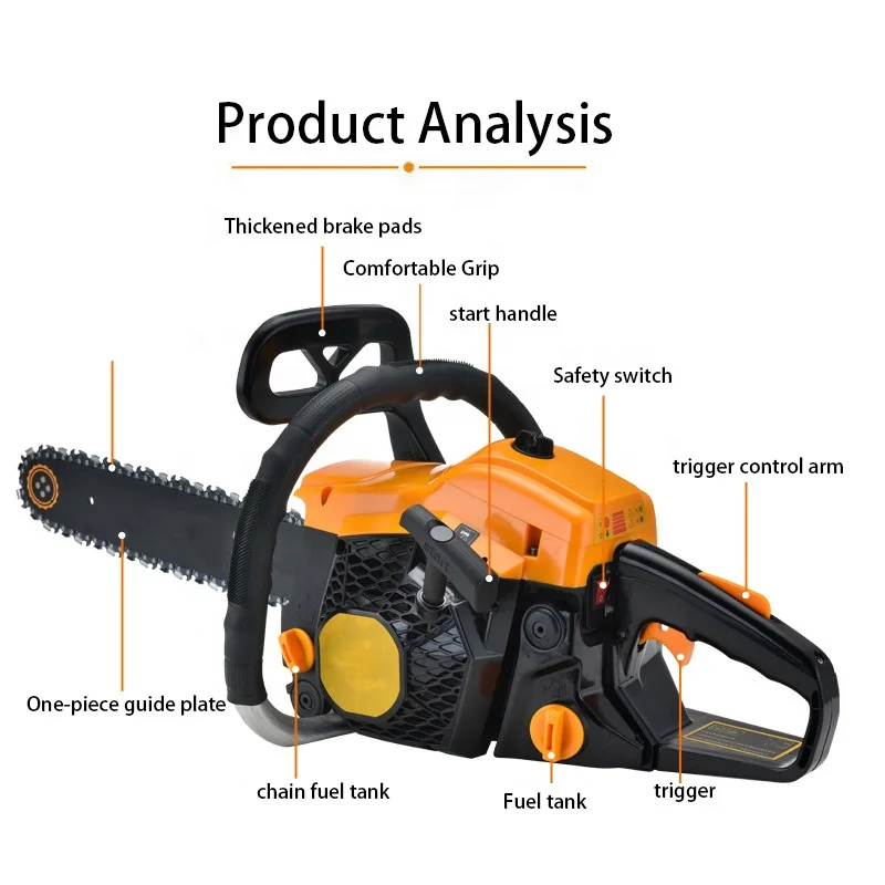 High Powered Two-Stroke Petrol Chainsaw 20 Inch Logging Chain Saw Professional Outdoor Timber Cutting Equipment Tool Pro