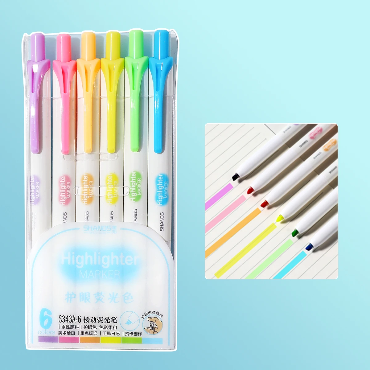 

6 шт. выдвижной маркер, долото без кровотечения, маркер разных цветов, выдвижной маркер, милый красочный маркер