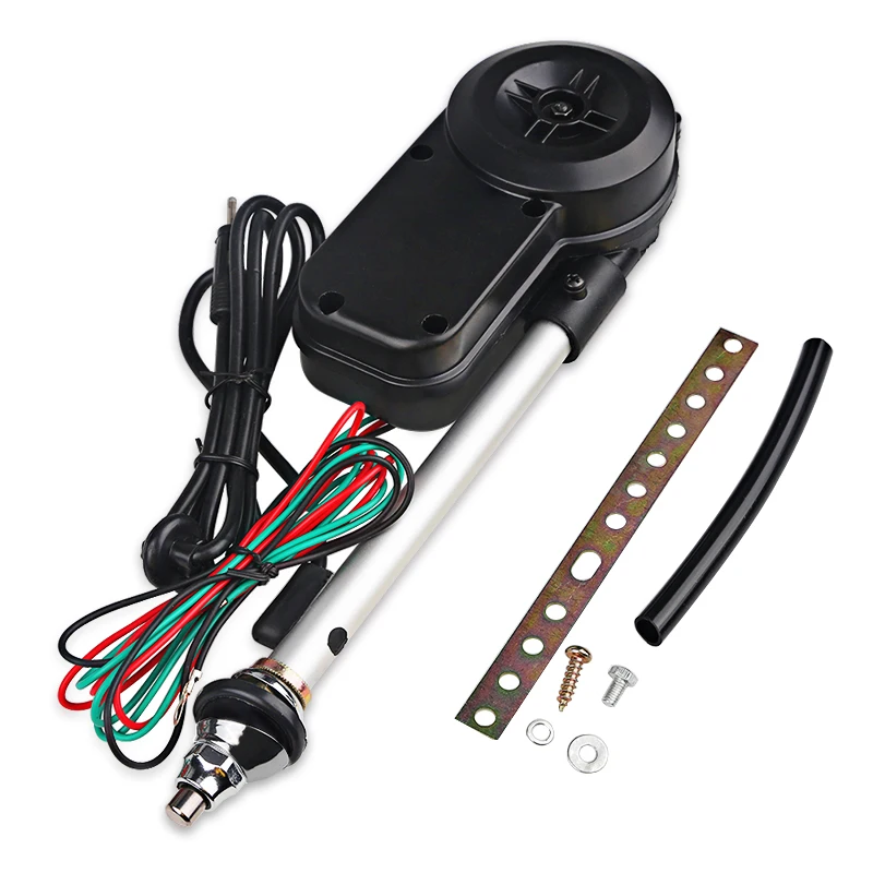 Antenne Radio Électrique Automatique 12V Voiture – Mât 75 Cm Acier Inox 5 Sections, Montage Aile Universel