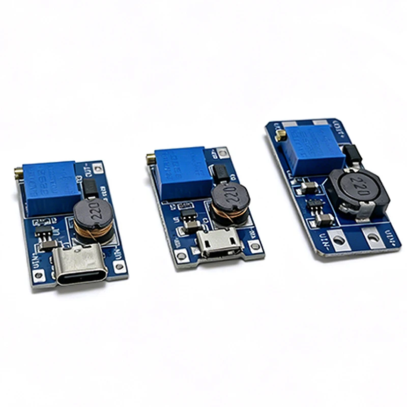 MT3608 DC-DC Step Up Boost Module 2A Peak Adjustable Power Board Type-C / Micro USB 2V-24V Input to 5V 9V 12V 28V Output