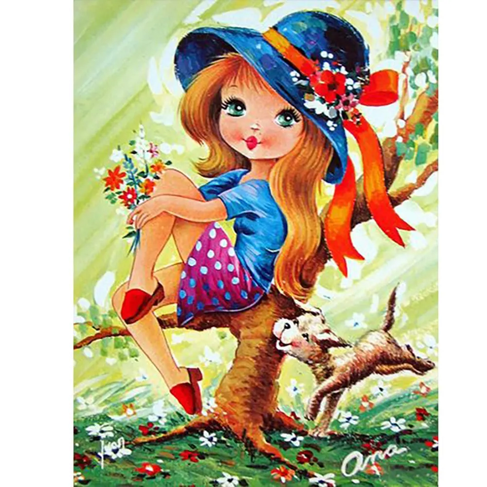 Diy Diamond Painting Cartoon Girls Animal Full Square & Round Drill Mosaic Diamond Embroidery Cross Stitch Home Decor Needlework