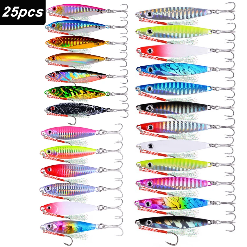 

25pcs Sinking Metal Jig Fishing Lure Set 40g 30g Hard Bait Bass Fishing Bait Tackle Trout Jigging Lure Jigs Saltwater Lures