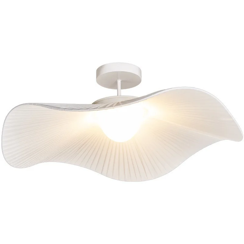 

Fabric lotus leaf bedroom ceiling light, creamy style restaurant pendant light, creative design Wabi Sabi style hallway light