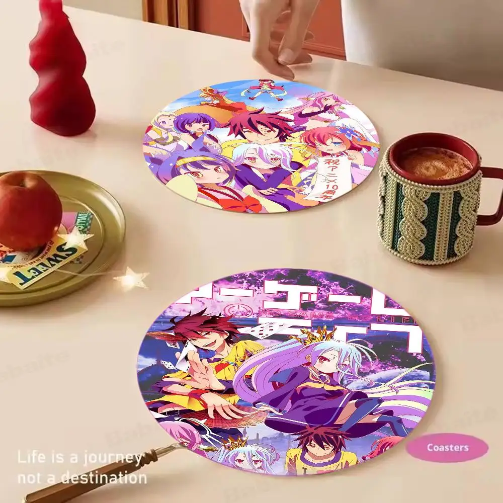 Game No Game No Life Coasters Suitable for daily family gathering decoration, kitchen, anti-slip wooden coasters