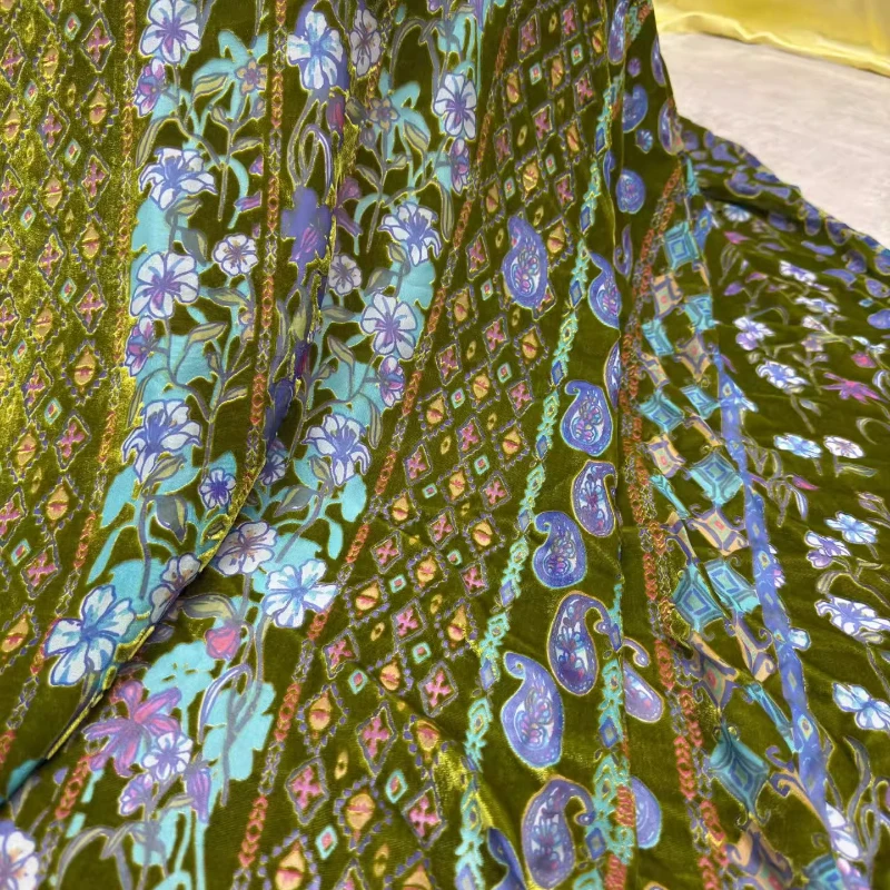 4 Colors Silk Burnout Velvet Fabric Chinese Style Coat Dress Silk Velvet Fabrics Designer Fabric Per Meter