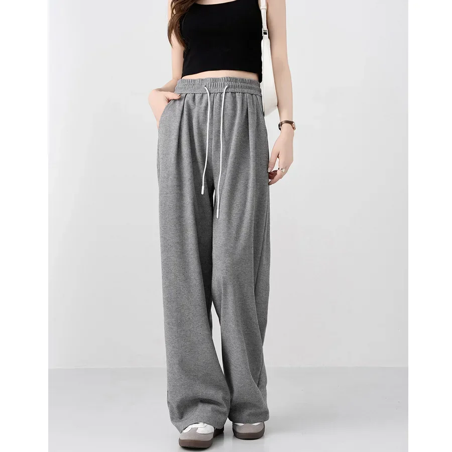 Autumn and Winter Thick Yamamoto Wide Leg Pants Style High Waist Loose Slimming Sports Mop Casual Straight Leg Pants for Women