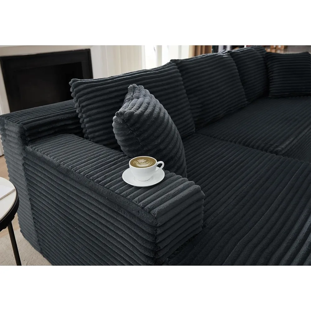 أريكة سروال قصير على شكل حرف L مع كرسي يسار، أريكة ضغط سحابة بدون عظم لراحة غرفة المعيشة