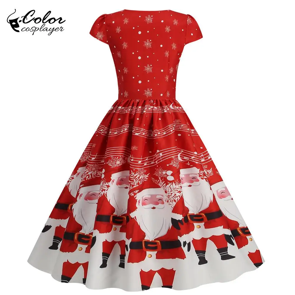 Color Cosplayer Christmas Dress for Women New Year Cosplay Costume Holiday Carnival Party Robe Fantasia Short Sleeve Clothing