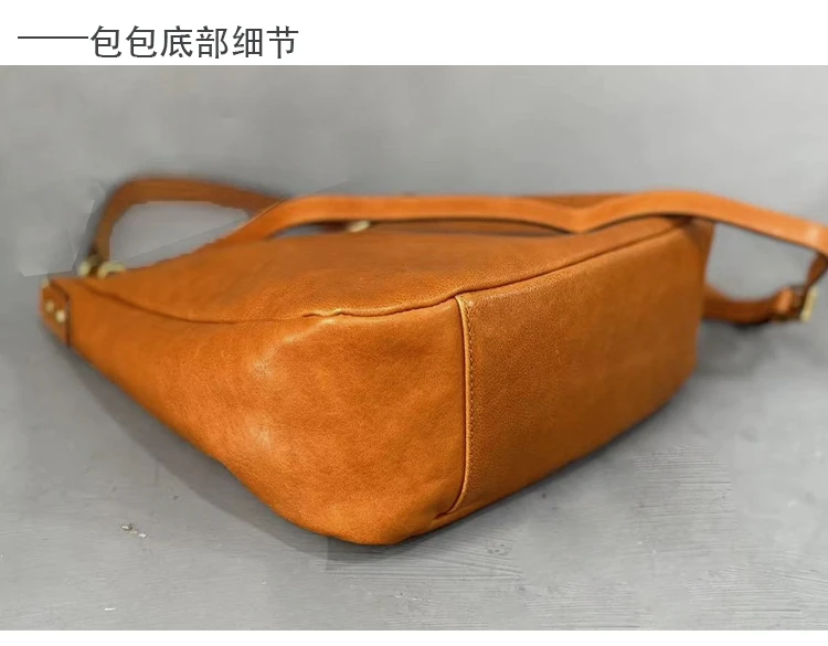 weekend genuine leather women's large-capacity shoulder bag casual simple designer handmade vegetable tanned leather handbag