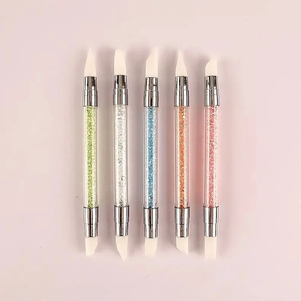 

5Pcs/Set Double Head Nail Art Silicone Pen Adjustable Glue Stick Flower Sculpting Nail Art Brush Soft Embossing Pen