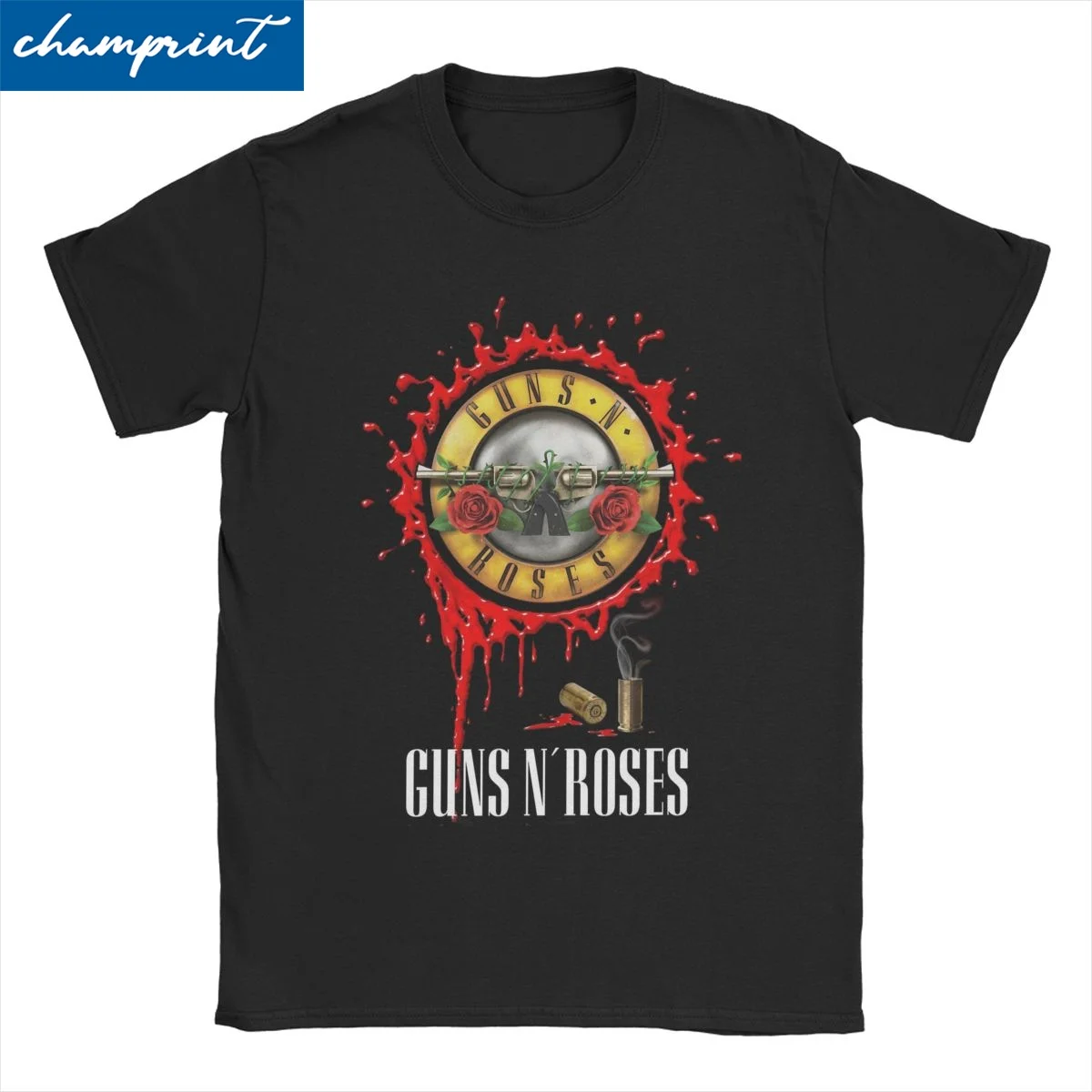 Men Women's T-Shirts Guns N Roses Bullet Logo Vintage Pure Cotton Tee Shirt Short Sleeve 80s Rock T Shirts Clothing Plus Size