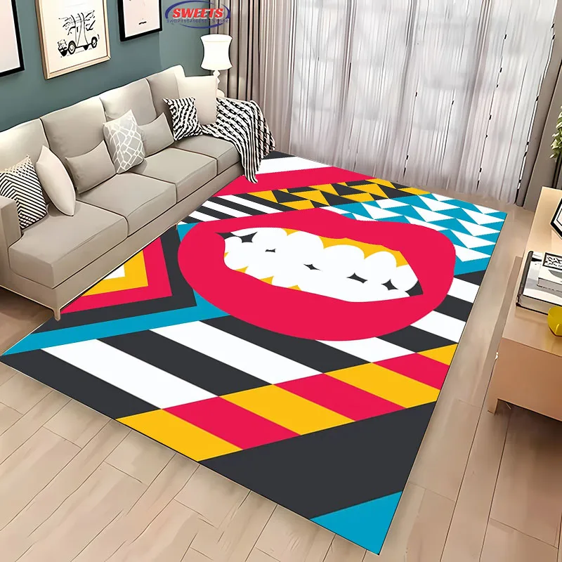 3D Printing Funny Mouth Large Area Carpets for Home Living Room Children's Bedroom Sofa Doormat KitchenFloor Rugs Anti-slipDecor