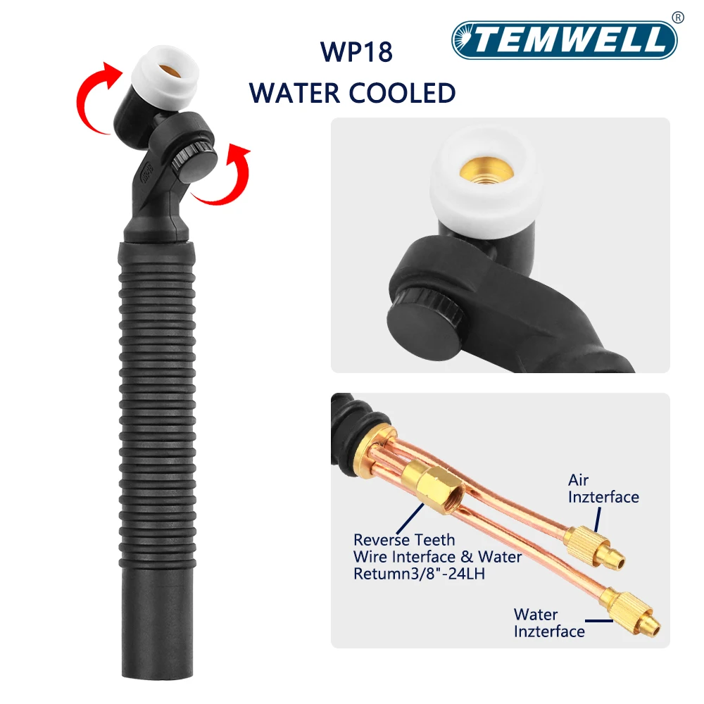 NR18 Tig Torch Head 360° Swivel Rotate Spin Neck Head 350A Swivel Welding Body For Argon Water Cooling