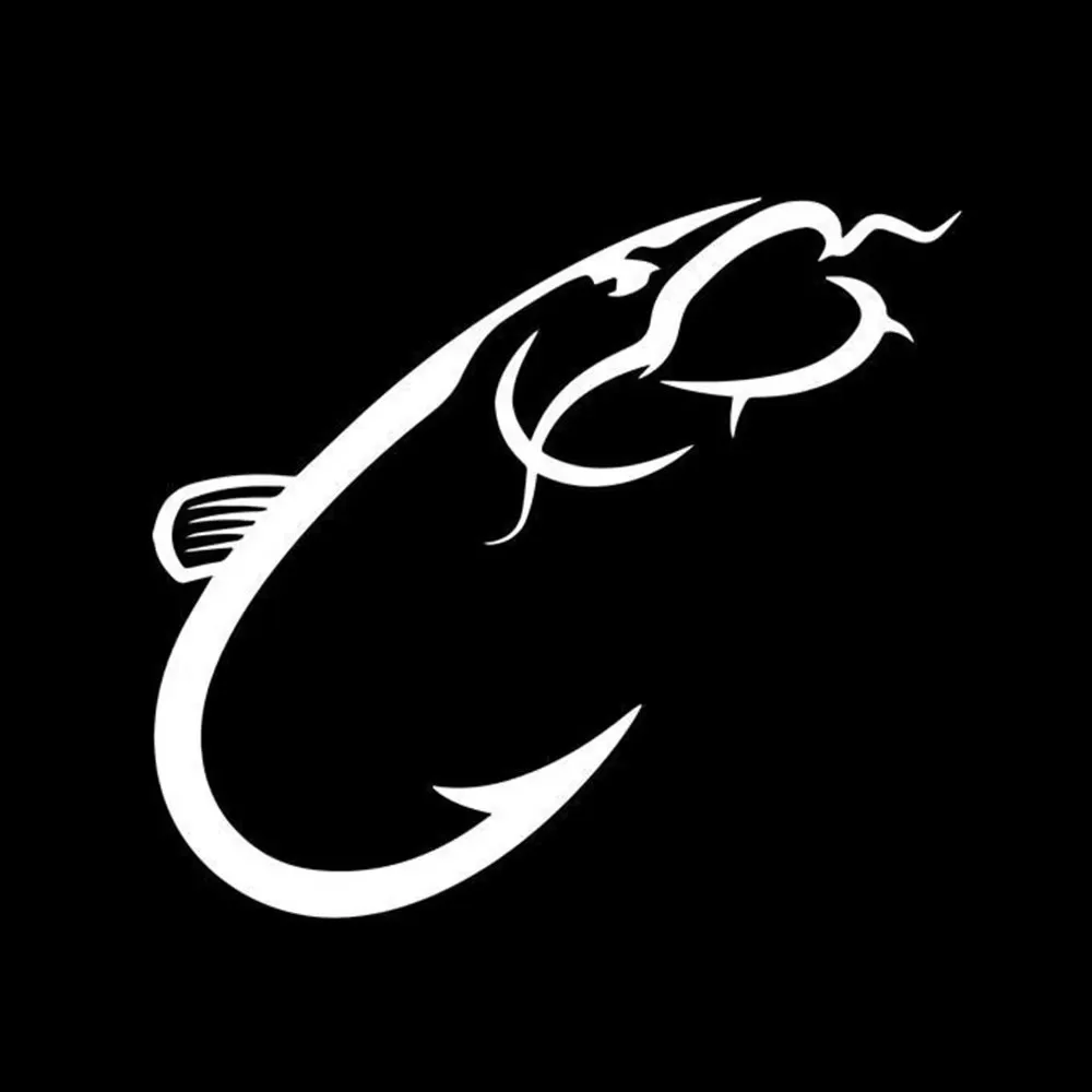 Catfish hook fishing style car window bumper motorcycle accessories decoration vinyl scratch resistant sticker