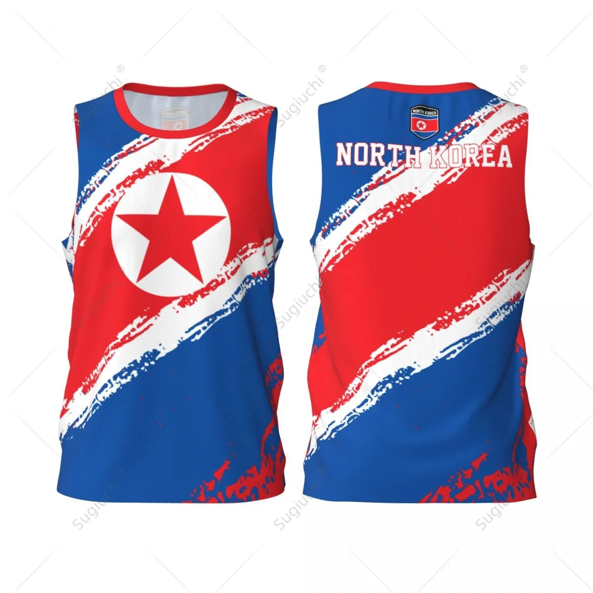 Men Basketball Sports North Korea Flag Running Fitness Multifunction Jersey Sleeveless shirt Custom Name Nunber Exclusive