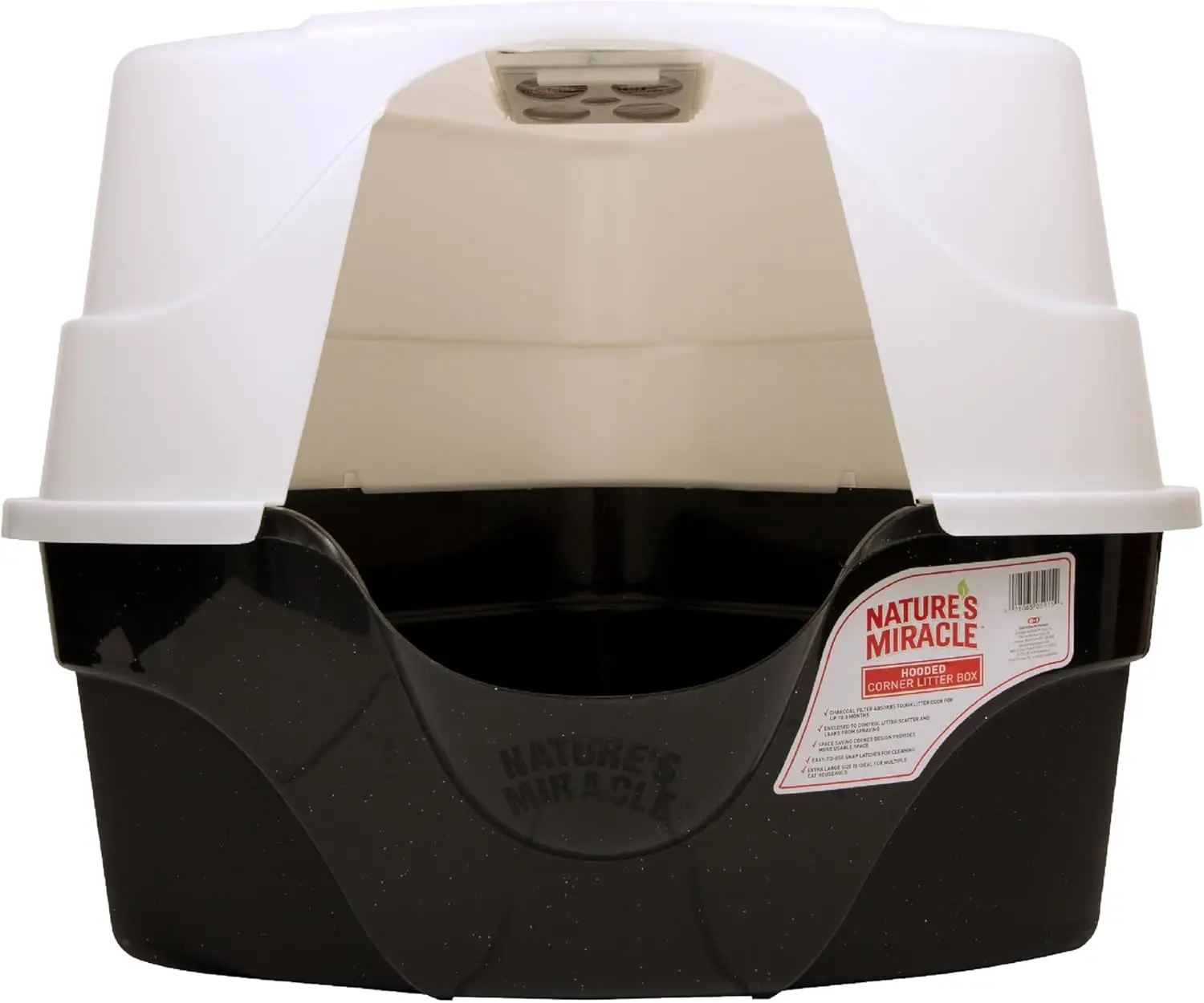

Hooded Corner Litter Box with Odor Control Charcoal Filter for Cats, Space-Saving Design