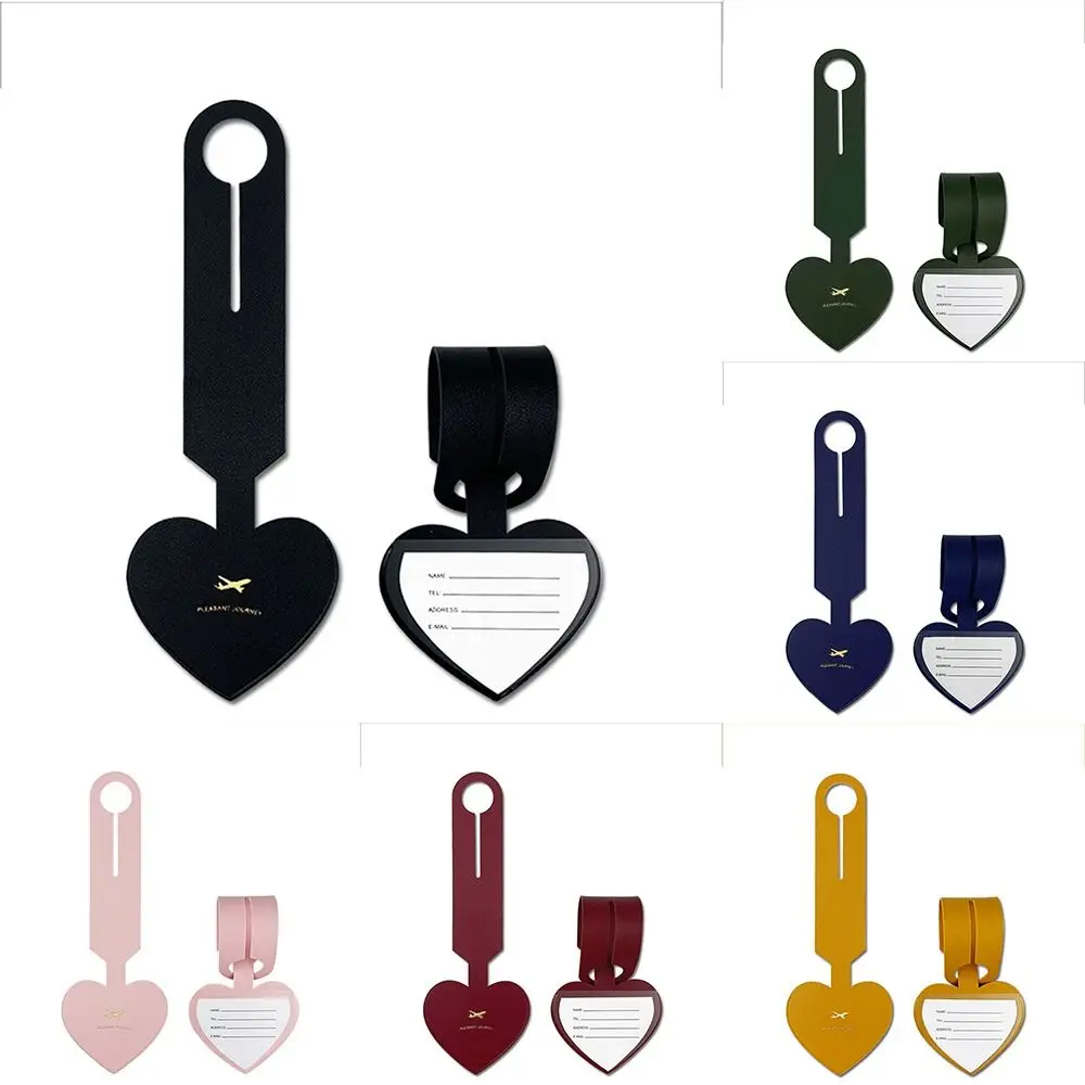 Airplane Suitcase Tag Love Shape PU Luggage Tag Boarding Pass Travel Accessories Information Card Address Label