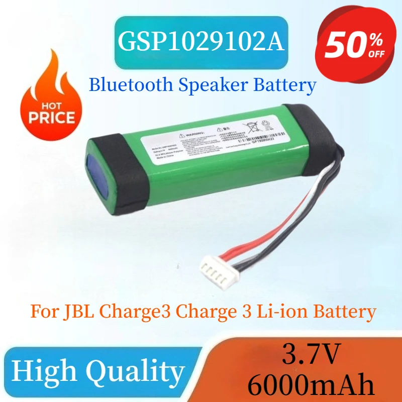 

New High Quality GSP1029102A Replacement Bluetooth Speaker Battery 3.7V 6000mAh for JBL Charge3 Charge 3 Rechargeable Battery