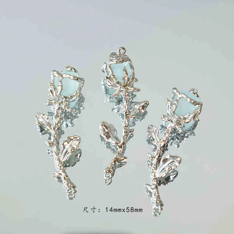 3PCS [Rose Half Bracelet] 3D Rose Alloy Half Bracelet Pendant DIY Beaded Necklace Bracelet Accessory Comp image 6