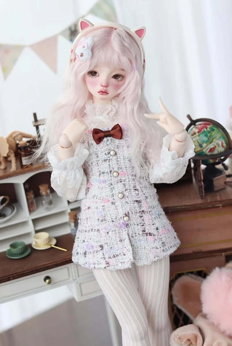 1/3 Scale 1/4 Scale Sweet Cute Color Blocked Knitted Coat White Stocking Lace Inner Fit 3points 4points Action Figure Model Toys