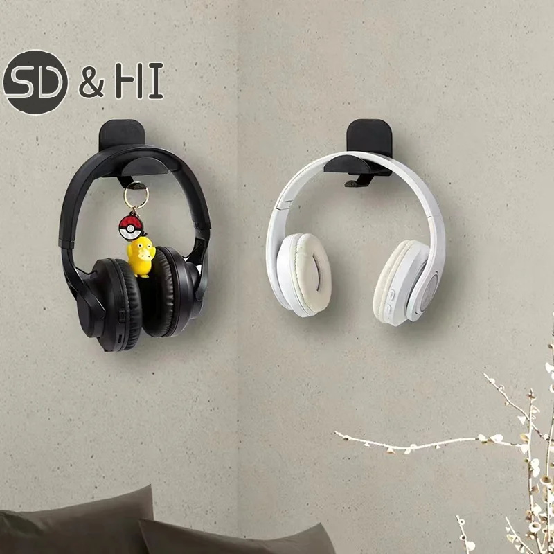 1PC Multifunction Wall-mounted Computer Headset Holder Without Punching Headphone Stand Storage Hook Desktop Display Rack
