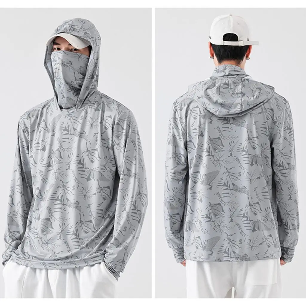 Men's Sun Protection Hoodie Shirt Thin Rash Guard for Running Fishing Sport
