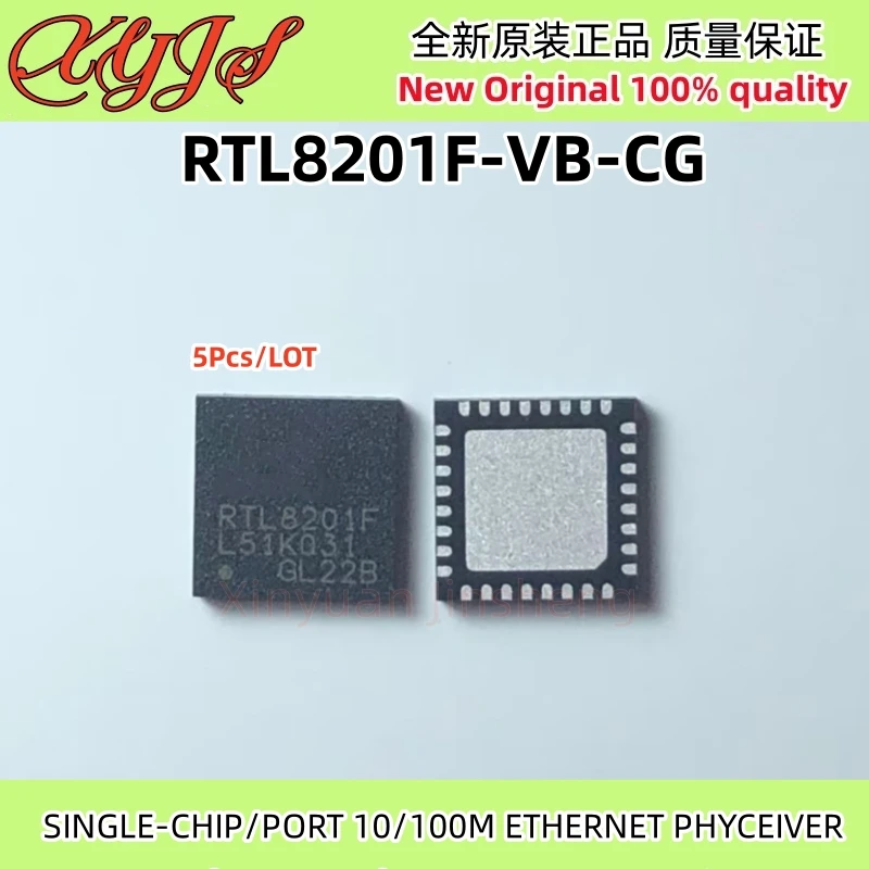 5Pcs/LOT RTL8201F RTL8201F-VB-CG SINGLE-CHIP/PORT 10/100M ETHERNET PHYCEIVER Chipset Original New 100% quality