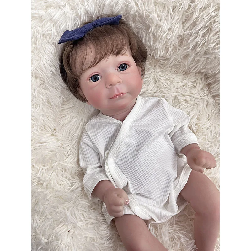 

45cm Realistic Lifelike Handmade Baby Felicia Cotton Body or Full Vinyl Body Blue Eyes Doll Toy