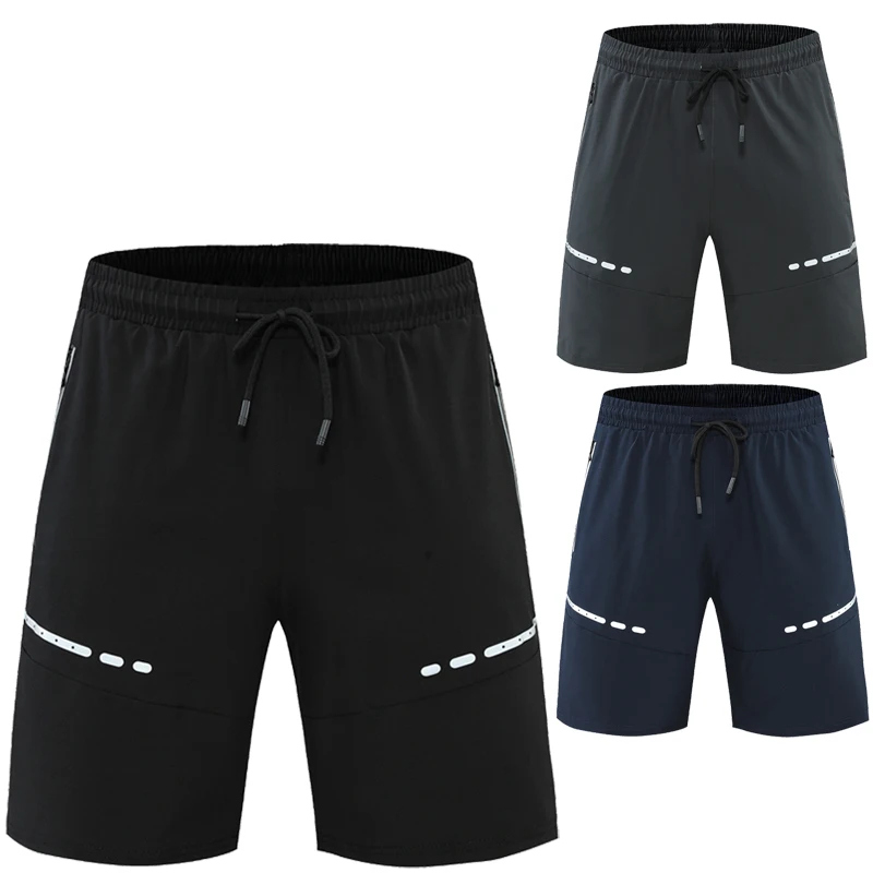 Men Training Shorts Zipper Pockets Fitness Shorts Slim Fit Sport Casual Summer Shorts Prints Gym Running Shorts