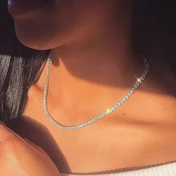 Sexy Choker Iced Out Tennis Chain Necklace For Women Luxury Cubic Zirconia Crystal Short Hiphop Neck Accessories Jewelry OHN016