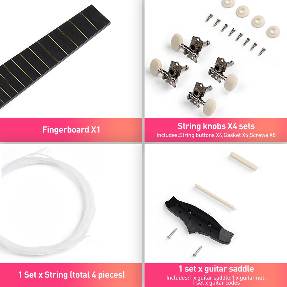 Diy ukulele 21 Polegada 4 cordas ukulele diy kit basswood artesanal ukulele kit para iniciantes crianças