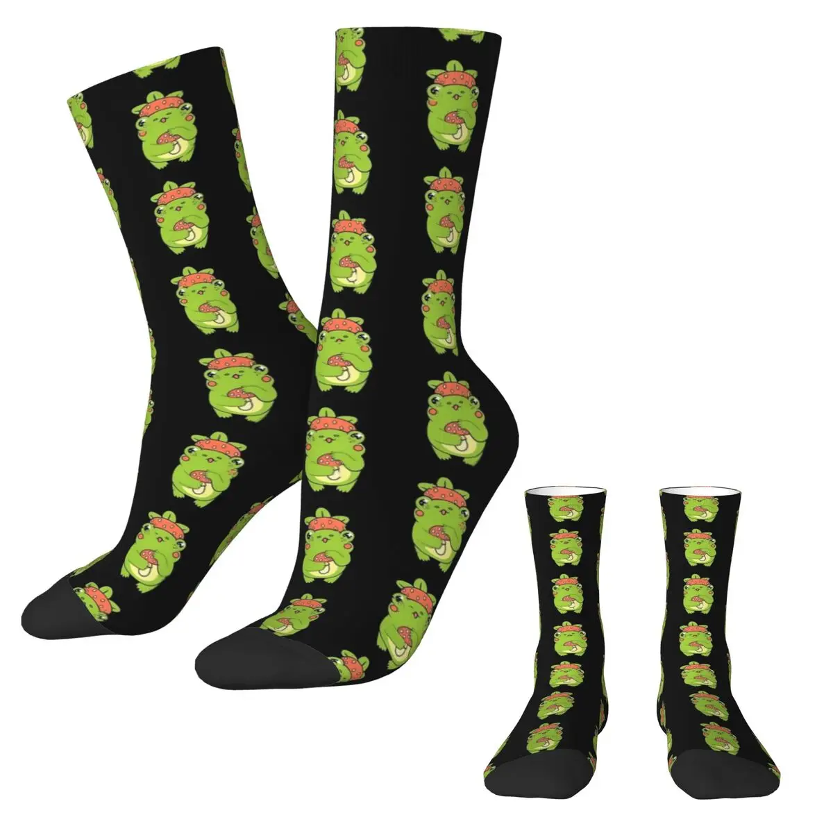 Kawaii Frog Socks Animal Strawberry Korean Stockings Winter Anti-Slip Unisex Socks Medium Soft Printed Outdoor Sports Socks