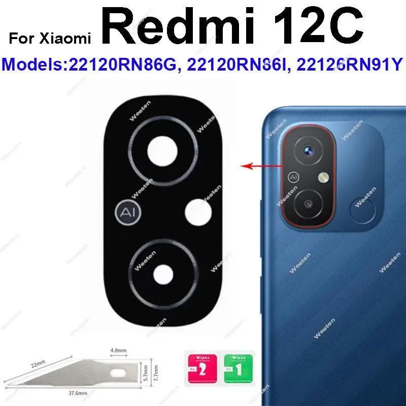 For Xiaomi Redmi 9 9A 9C 9T 10 Prime 10C 10A 10 2022 12C 4G 5G Rear Camera Lens Galss Back Camera Glass Lens Repalcement