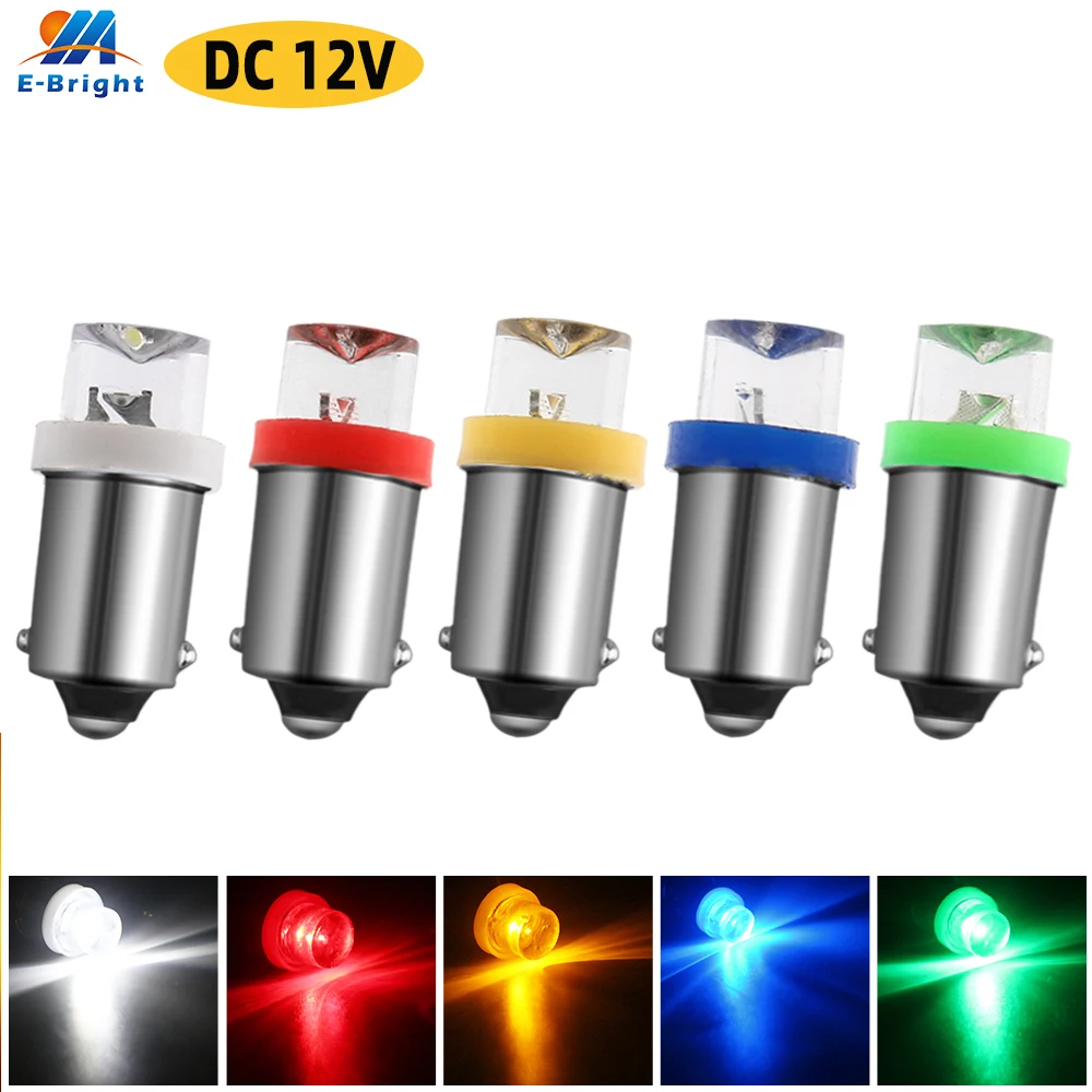 12V DC BA9S T4W T11 10PCS LED Light Bulb Car Motor Signal Reading Map Light White Blue Red Amber Green RGB Auto Indicator Bulbs