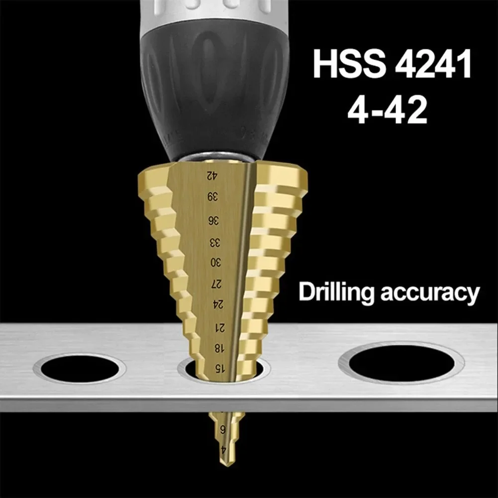 4-42mm Step Drill Bit Set HSS Steel Straight Flute Milling Cutter For Woodworking Wood Aluminium Metal Sheet Core Hole Opener