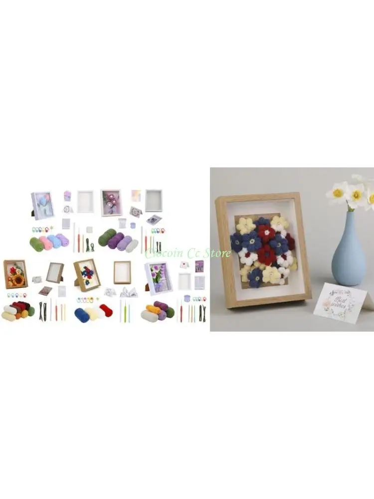 

X90F DIY Crochet Flower Kits with Yarn, Crochet Hook, Crochet Needle, Knitting Marker, Instruction and Crochet Accessories