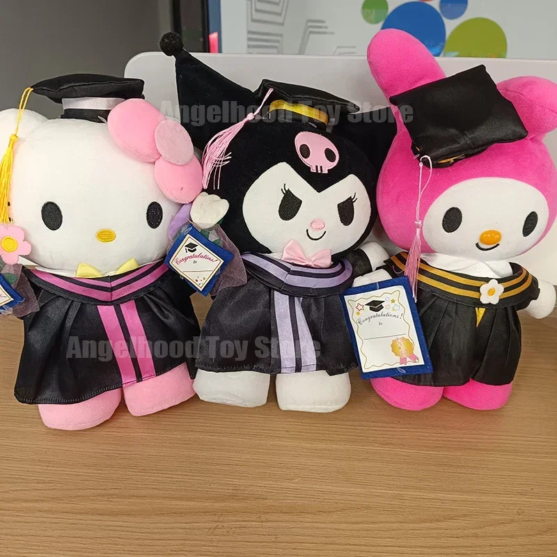 2024 Hello Kitty Bachelor Cap Sanrio Graduation Season Hobby My Melody Kuromi Cinnamoroll Large 35cm Plush Doll Sofa Pillow Gift