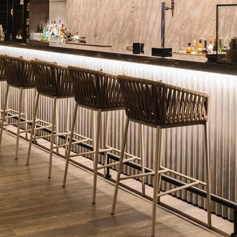 الشمال الروطان الظهر كرسي طويل الساق سبائك الألومنيوم في الهواء الطلق عالية القدم كرسي طويل الساق التصميم الحديث تابوريتي ألتو صالون الأثاث #1