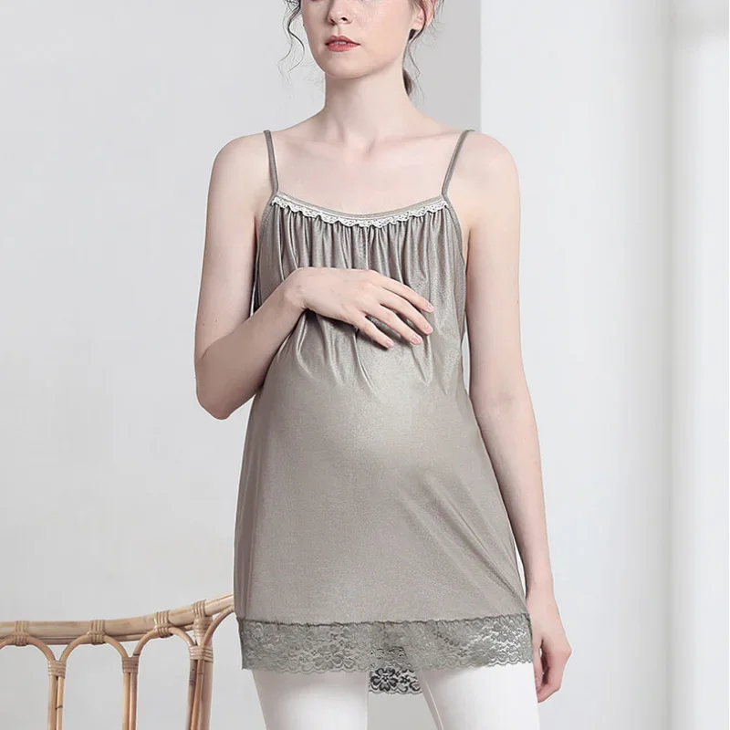 100% Silver Fiber Conductive Slip Dress EMF/EMI/RF Blocking Faraday Fabric Anti-radiation Stretchy Maternity Clothes