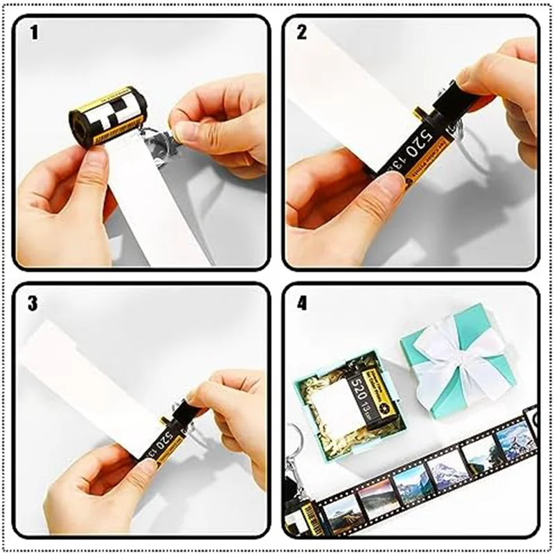 

AU61-6Pcs Sublimation Camera Film Roll Keychain Women Memory Birthday Scroll Gift Boyfriend DIY Crafts (With 5 Photo Albums) Dur